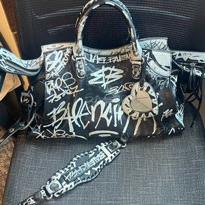 Balenciaga City Graffiti Lambskin Top-Handle Bag